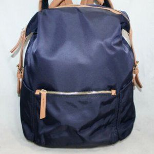 Tommy Bahama Navy Backpack with tan accents & gold hardware.
